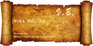 Voki Béla névjegykártya